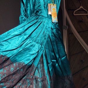 Anthropologie Plenty by Tracey Reese NWT teal stunning silk party dress size 0